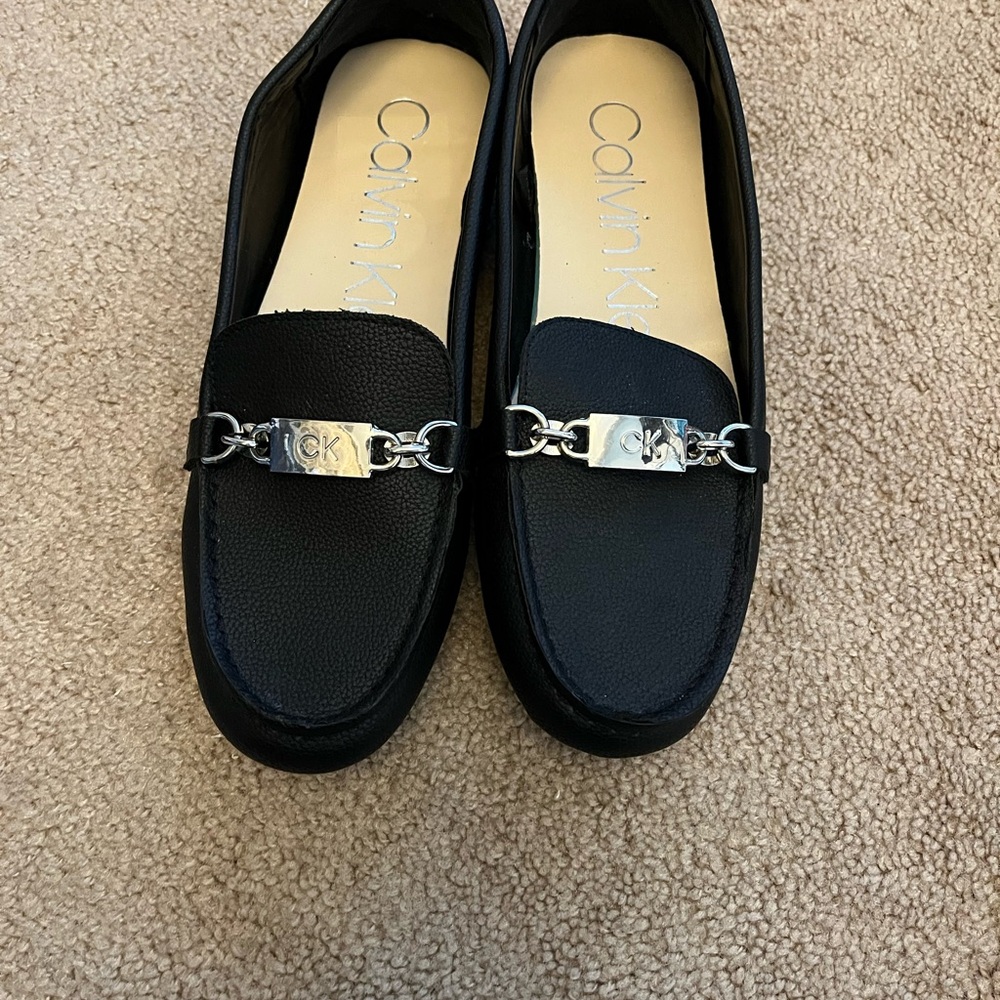 Calvin Klein Black Loafers with Silver Detail
